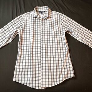 Men's White and Black Checkered Shirt